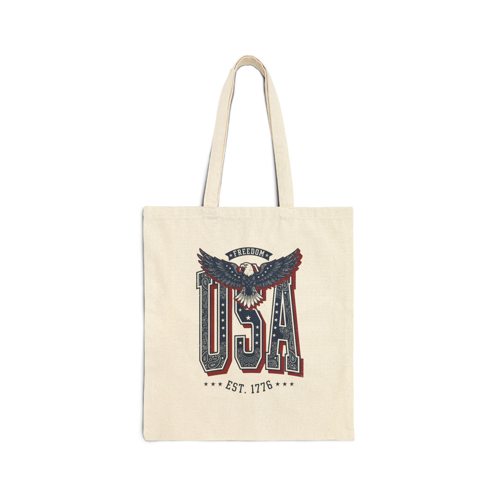 Vintage Americana USA Eagle Tote | 4th of July patriotic stars & florals
